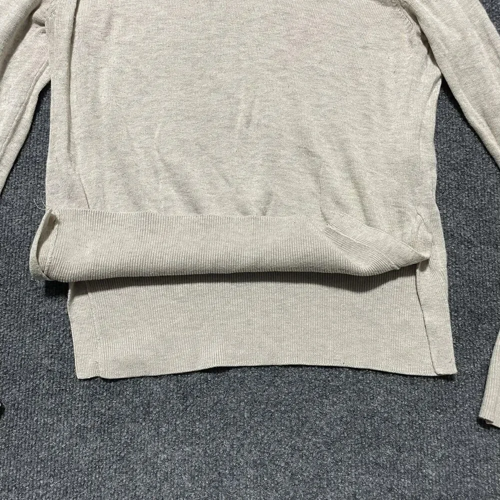 H&M Sweater Mens Medium Beige Mock Neck Pullover Lightweight Knit Wool Blend